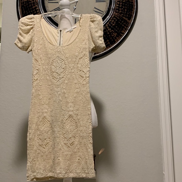 Vintage XX1 Gold Lace Mini Dress NWOT - Picture 1 of 6